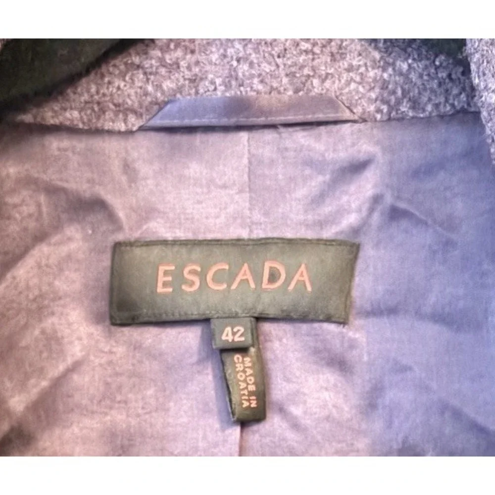 Escada Purple Skirt Suit Blazer Size 42 & 40 Virgin Wool & Crystal Buttons - Picture 4 of 10